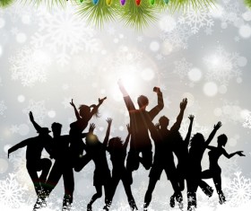 Christmas party background with people silhouetter vector 03