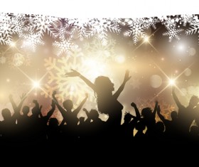 Christmas party background with people silhouetter vector 04
