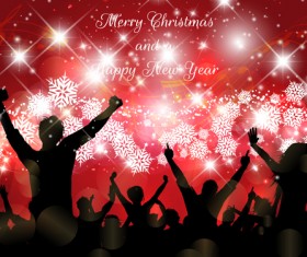 Christmas party background with people silhouetter vector 06