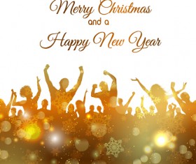 Christmas party background with people silhouetter vector 07