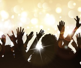 Christmas party background with people silhouetter vector 08