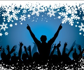 Christmas party background with people silhouetter vector 09