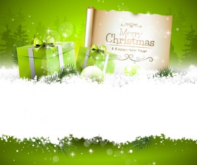 Christmas stripe green gifts with paper vector