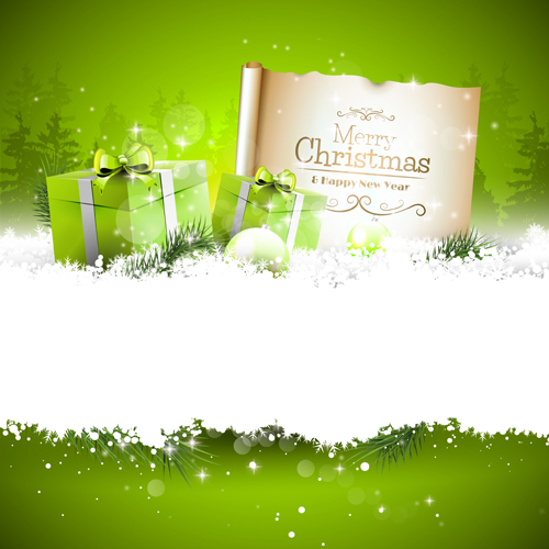 Christmas stripe green gifts with paper vector