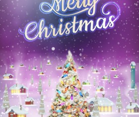 Christmas tree with snowflake background art vector 01