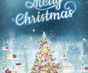Christmas tree with snowflake background art vector 02