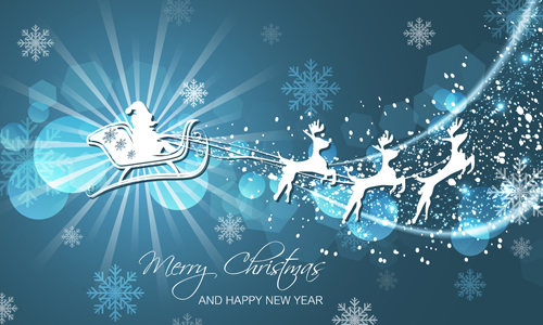 Christmas with new year reindeer and snowflake vector background 01