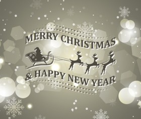 Christmas with new year reindeer and snowflake vector background 02