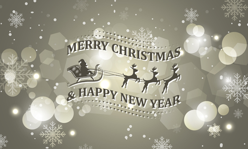 Christmas with new year reindeer and snowflake vector background 02