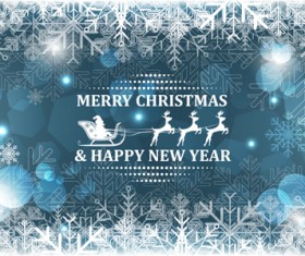 Christmas with new year reindeer and snowflake vector background 03
