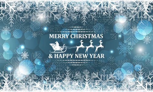 Christmas with new year reindeer and snowflake vector background 03