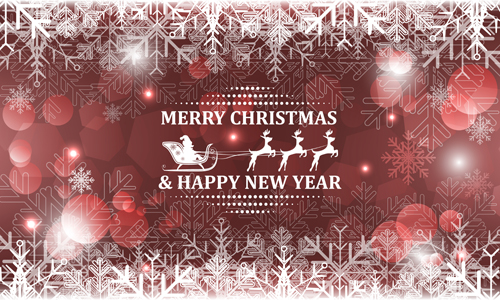 Christmas with new year reindeer and snowflake vector background 04