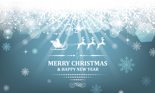 Christmas with new year reindeer and snowflake vector background 06