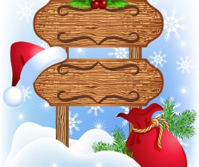 Christmas wooden billboard vector design 01