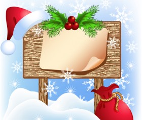 Christmas wooden billboard vector design 02