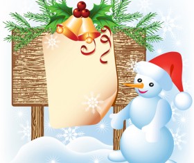 Christmas wooden billboard vector design 03
