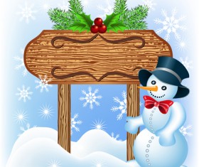 Christmas wooden billboard vector design 04
