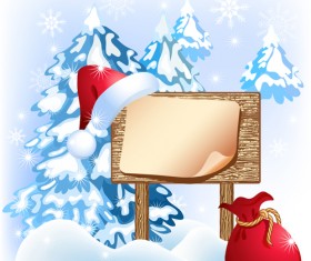 Christmas wooden billboard vector design 05