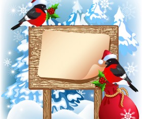 Christmas wooden billboard vector design 06