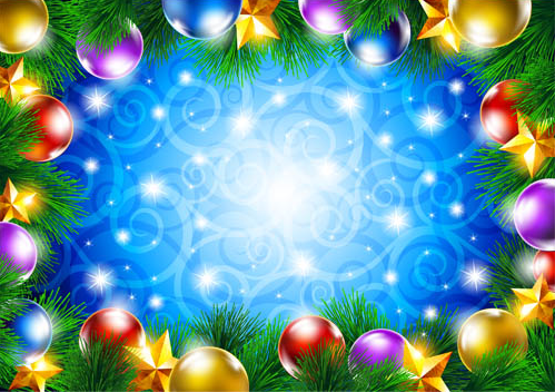 Colored Christmas Baubles frame vector