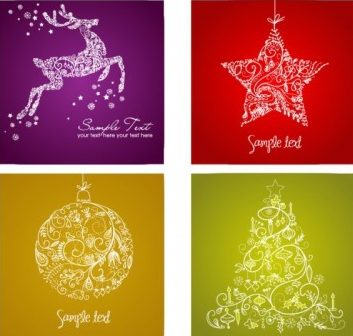 Christmas baubles Cards shiny vector