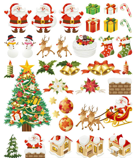 Different Christmas Characters  vector