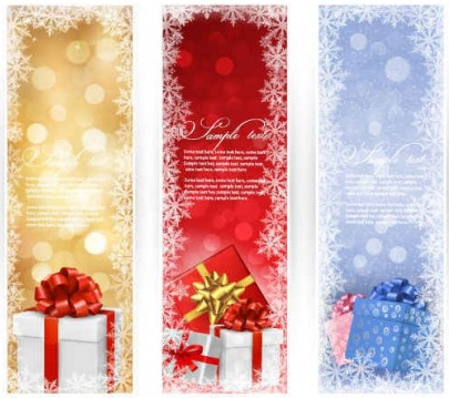 Christmas Gift banner with gift boxs vector material