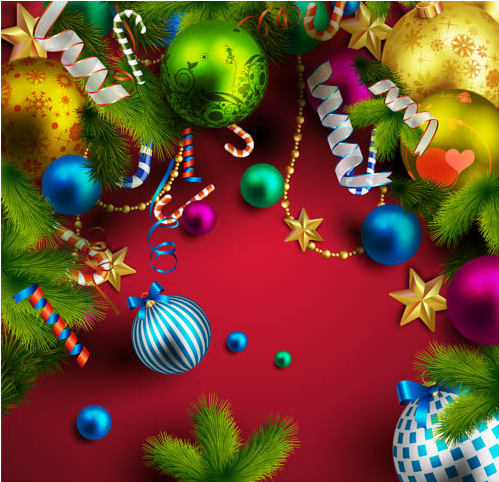 Christmas Shiny Backgrounds with ornaments vector free download