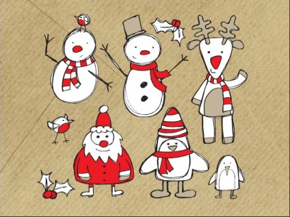 Christmas characters hand drawn graphic vector