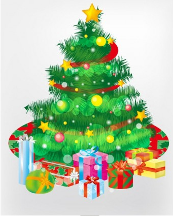Christmas Tree and Gift Boxes Vector Graphic