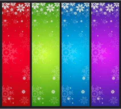 Christmas snowflake with colored banners  vector