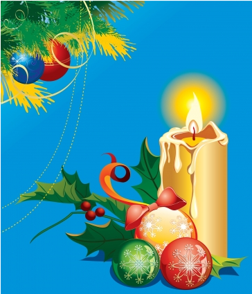 Christmas candle with baubles vector