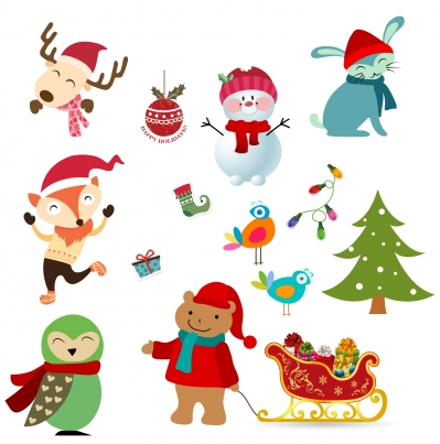 Christmas character design element  set vector