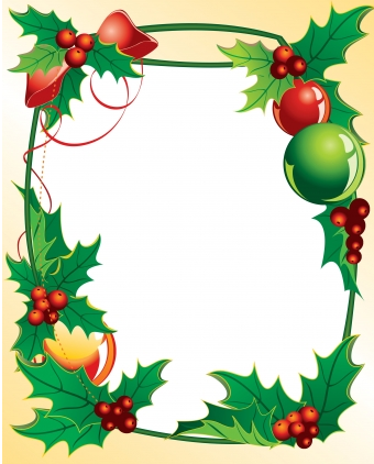 Christmas holly frame vector