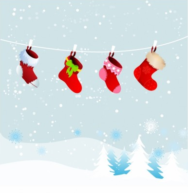 Christmas retro stockings vector
