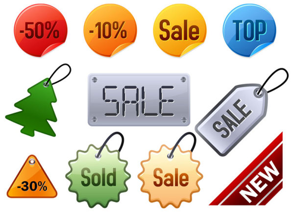 Christmas sale tags with stickers vector