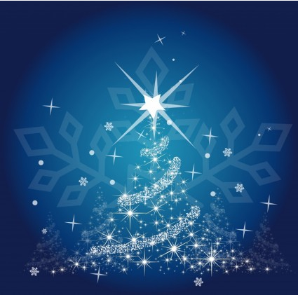 Shiny Christmas tree blues vector graphics
