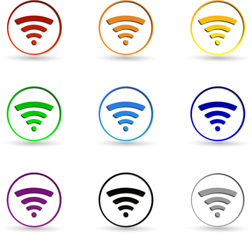 Circle WI-FI icons set