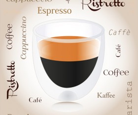 Coffee heart with wordart creative vector 02