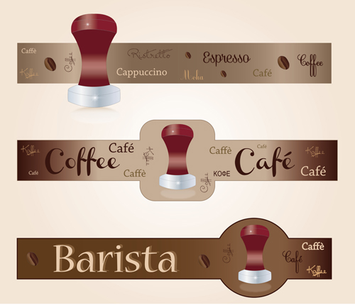 Coffee with cafe art banners vector 01