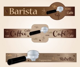 Coffee with cafe art banners vector 02