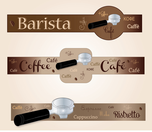Coffee with cafe art banners vector 02
