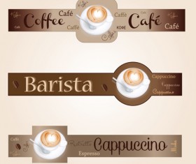 Coffee with cafe art banners vector 03
