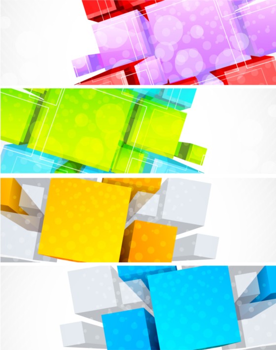 Colored 3D banners vectors set