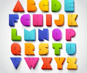 Colored 3D alphabets vectors material