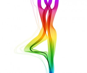 Colored snoke with yoga vector set 04