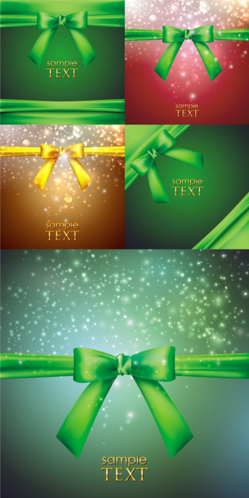 Green bow with shiny background vector