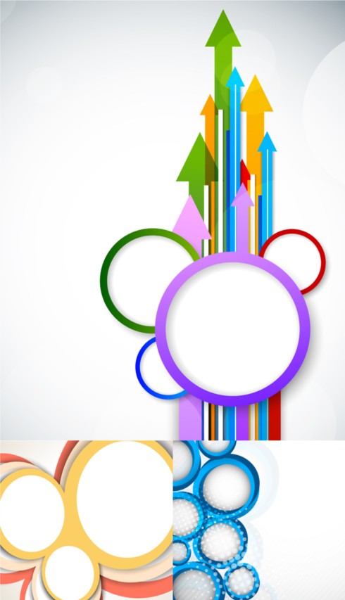 Colorful arrow with round background set vector