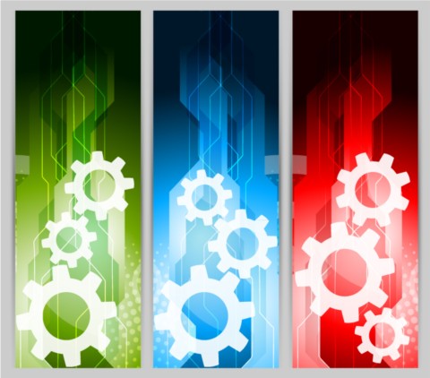 Colorful gear banner vector