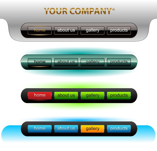 Company website menu buttons vector collection 10